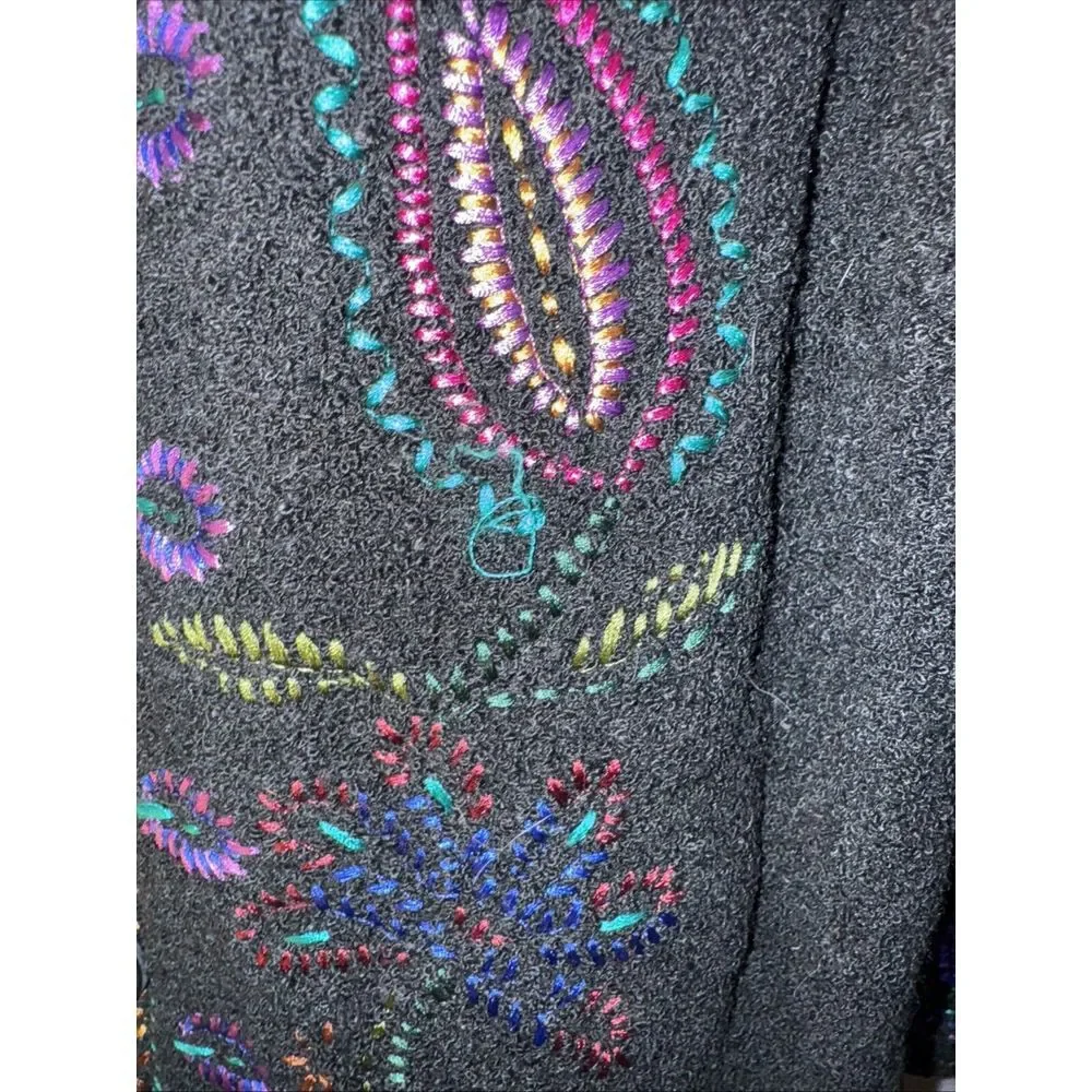 Linea by Louis Dell Olio Jacket Women Medium Wool‎ Embroidered Floral Boucle